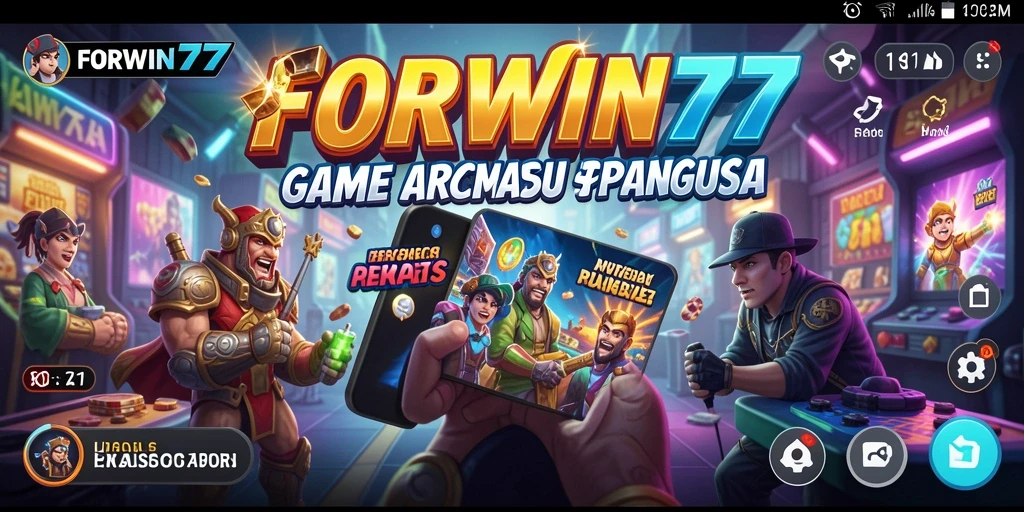 Screenshot utama FORWIN77 menampilkan aksi seru gameplay Arcade.