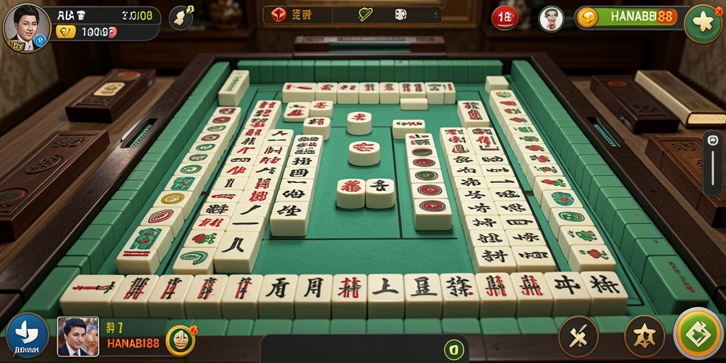 Tampilan gameplay Mahjong dalam HANABI88 yang mengasyikkan.