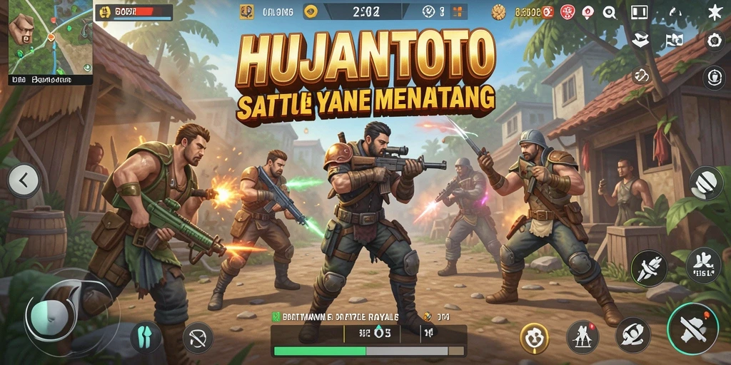 Menampilkan aksi menegangkan dalam game Battle Royale HUJANTOTO.