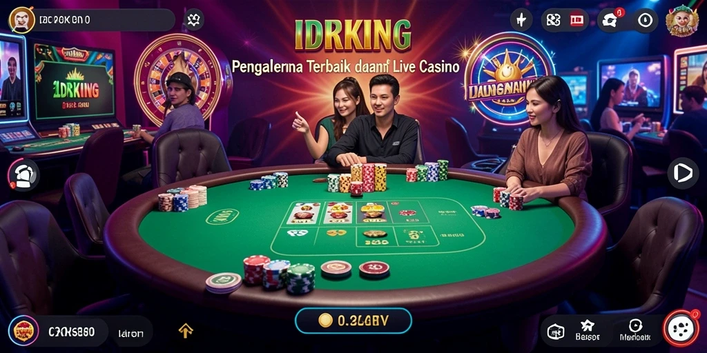 Screenshot IDRKING menunjukkan dealer live dalam aksi di meja permainan.