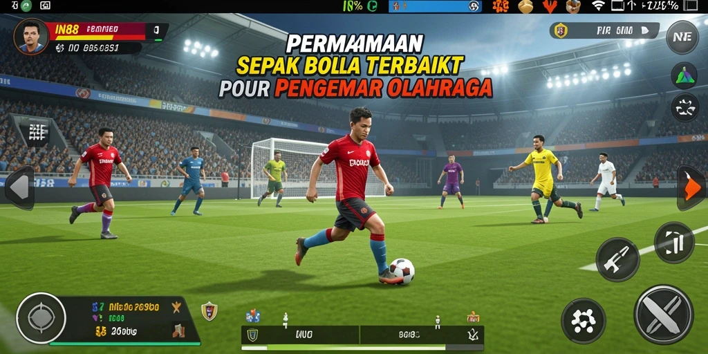 Tampilan gameplay seru di IN88 dengan aksi sepak bola mendebarkan.