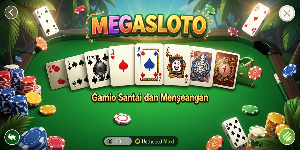 Screenshot gameplay MEGASLOTO menampilkan suasana seru bermain domino.