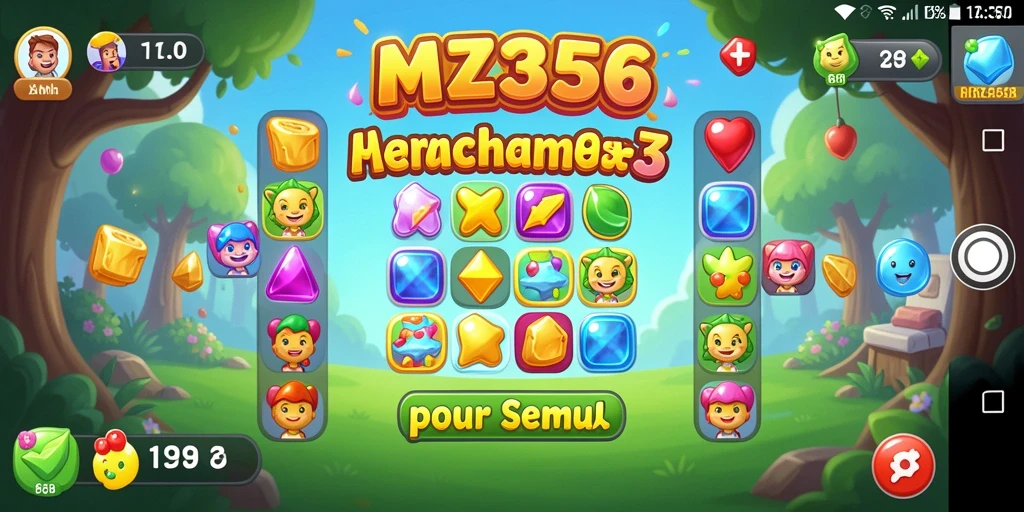 Tampilan gameplay menarik dari MZ356 dengan elemen-elemen match-3.
