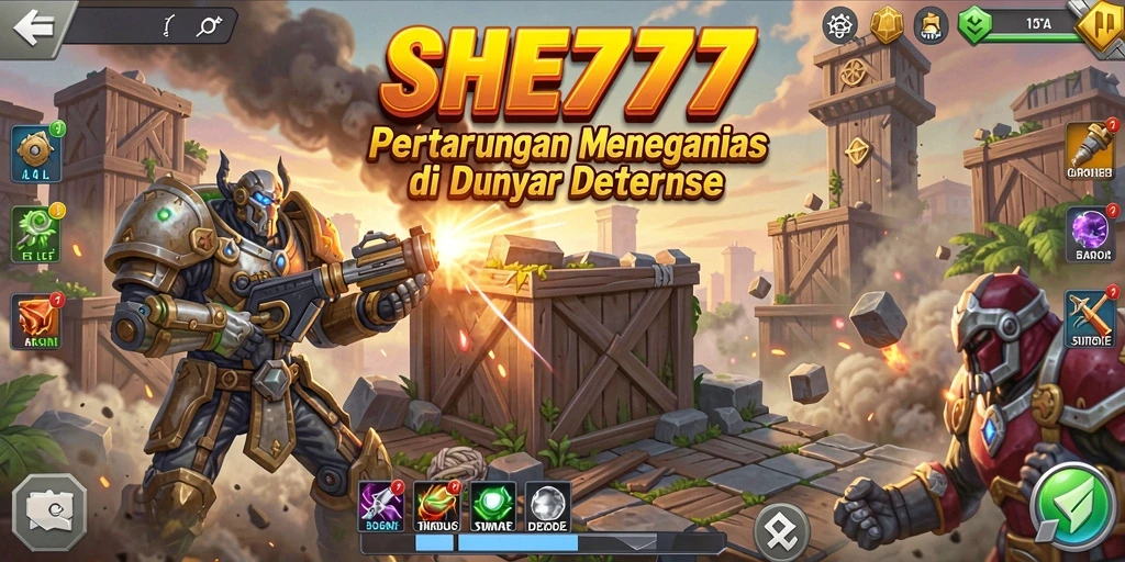 Tampilan gameplay menegangkan di SHE777 saat melawan musuh.