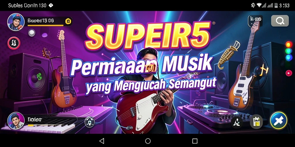 Tampilan gameplay SUPER5 yang mengasyikkan dengan iringan musik.