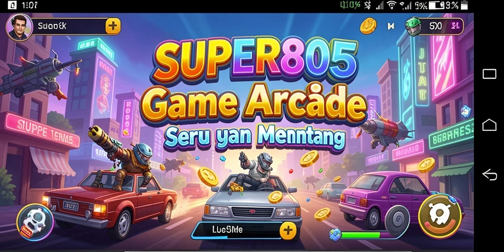 Tampilan gameplay SUPER805 yang menegangkan dan penuh warna.