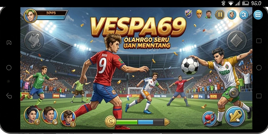Tampilan utama gameplay <strong>VESPA69</strong> yang menunjukkan aksi olahraga seru dan mendebarkan.