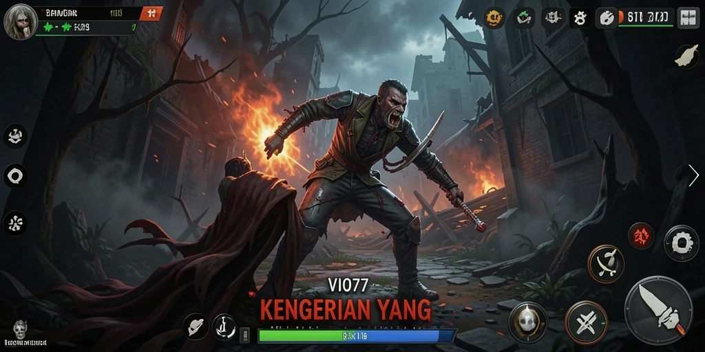 Screenshot VIO77 menampilkan momen menegangkan dalam permainan horor.