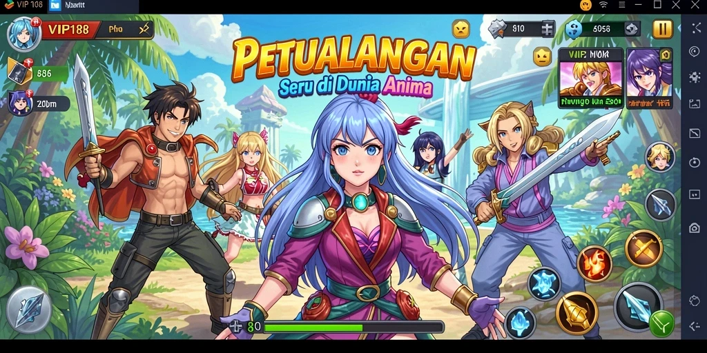 Tampilan screenshot VIP188 yang menampilkan aksi karakter anime.